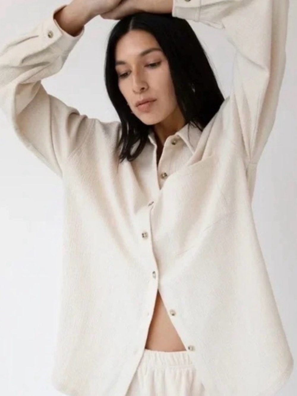 Oak + Fort Oversized Cream Button Down